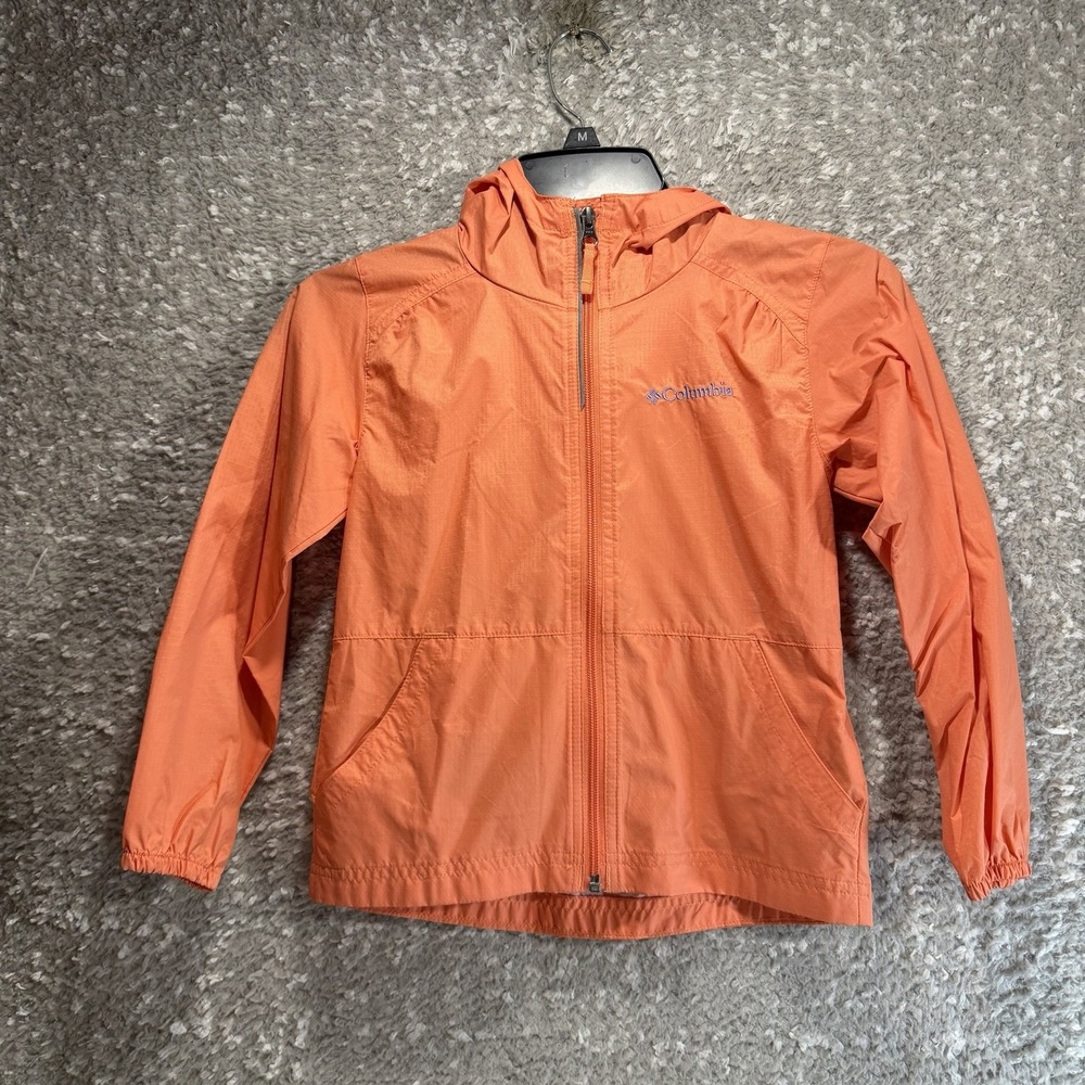 Columbia Kids Jacket XS 6/6X Windbreaker Hoodie Full Zip Outdoor Nylon Nature